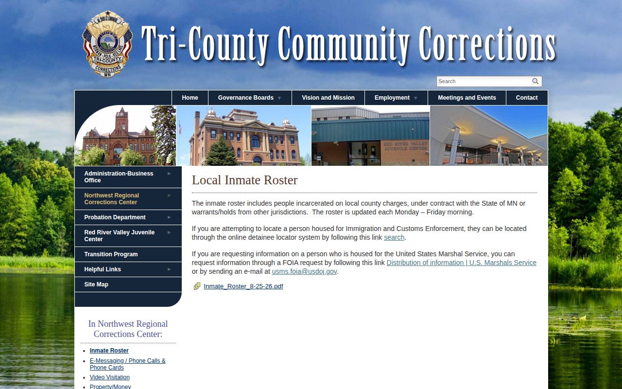 Northwest Regional Corrections Center Mahnomen County current-custody roster source